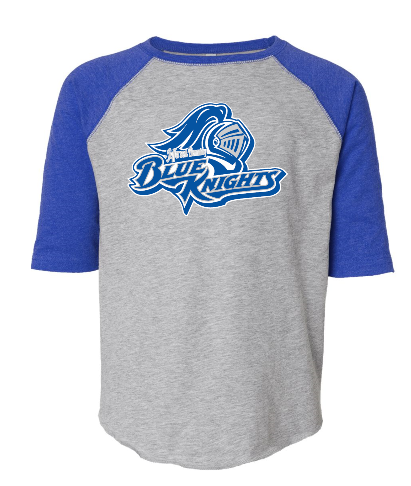 Jefferson Elementary School RAGLAN Sleeve Blue Knight Tee (youth & adult)
