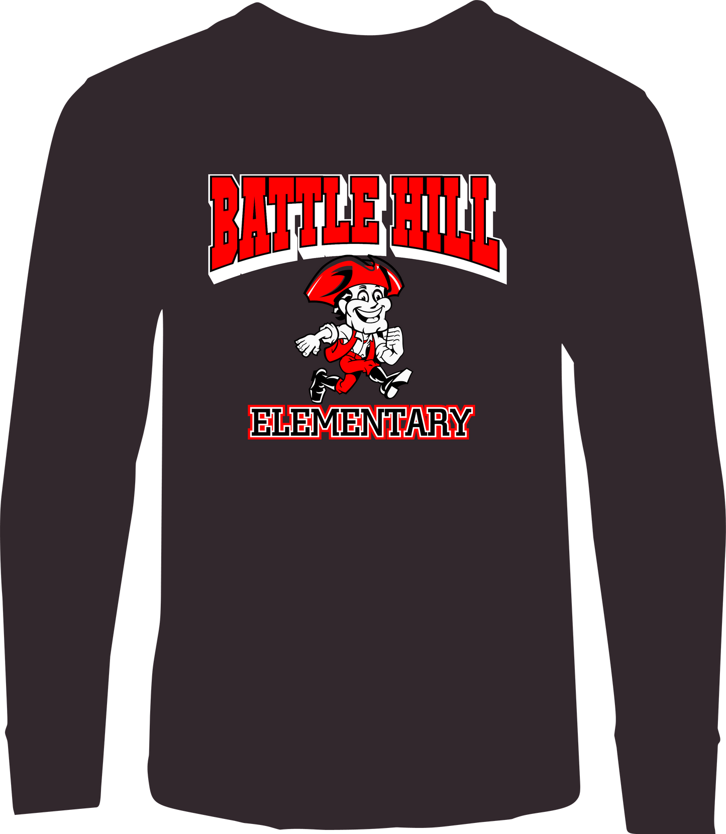 BATTLE HILL ELEMENTARY MENS LONG SLEEVE ALL PURPOSE T-SHIRT
