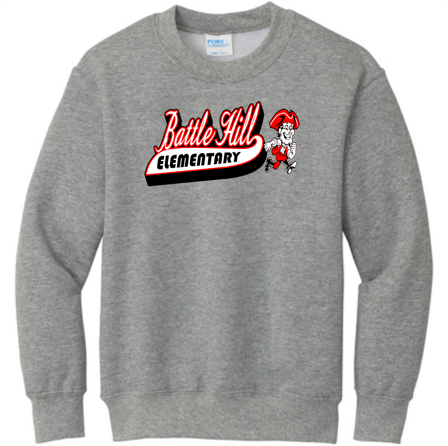 Battle Hill Elementary Youth Core Fleece Crewneck Sweatshirt. PC90Y
