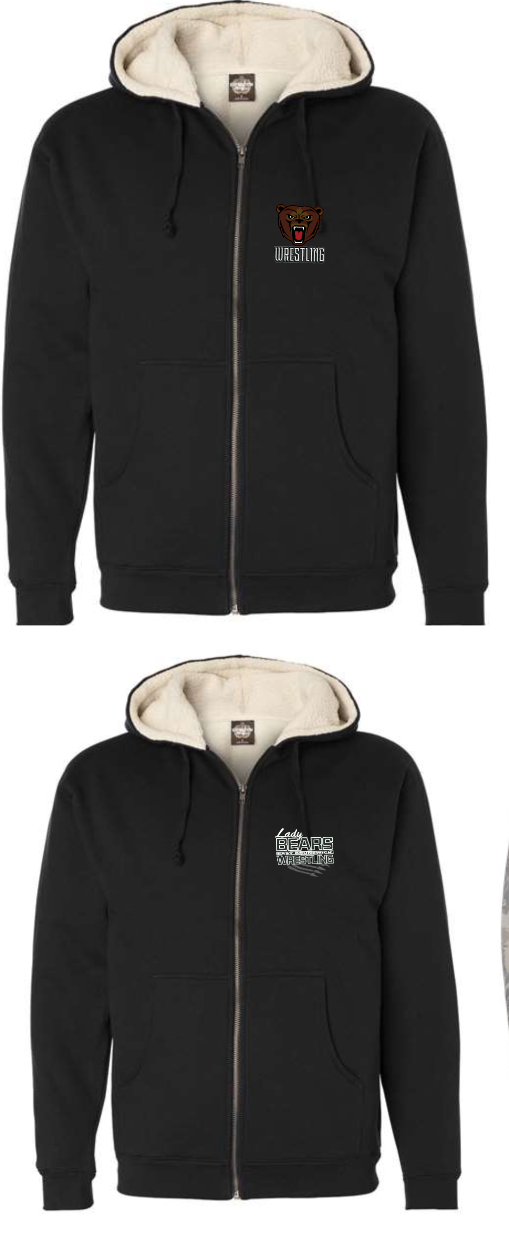 BEARS WRESTLING - Men's Sherpa-Lined Full-Zip Hooded Sweatshirt