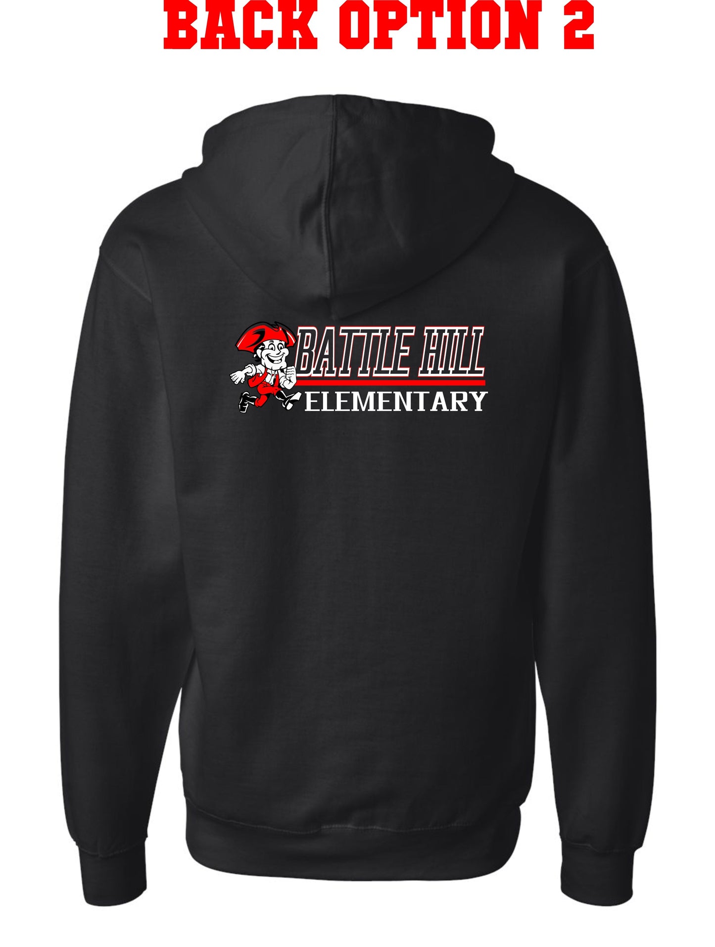 BATTLE HILL ELEMENTARY School ADULT HOODED zip-up sweatshirt MONOGRAM BH