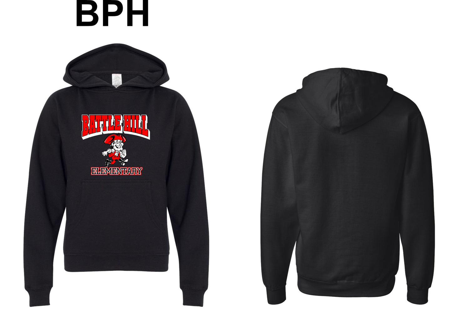 Battle Hill Elementary School ADULT and YOUTH PRINT HOODED PULLOVER sweatshirt