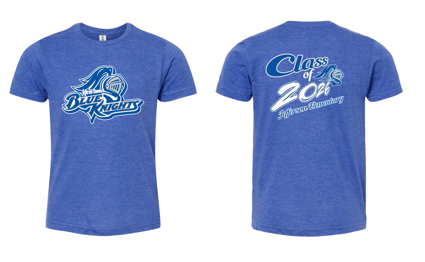 Jefferson Elementary Blue Knights Tee w/ Class of 2026 option YOUTH and ADULT