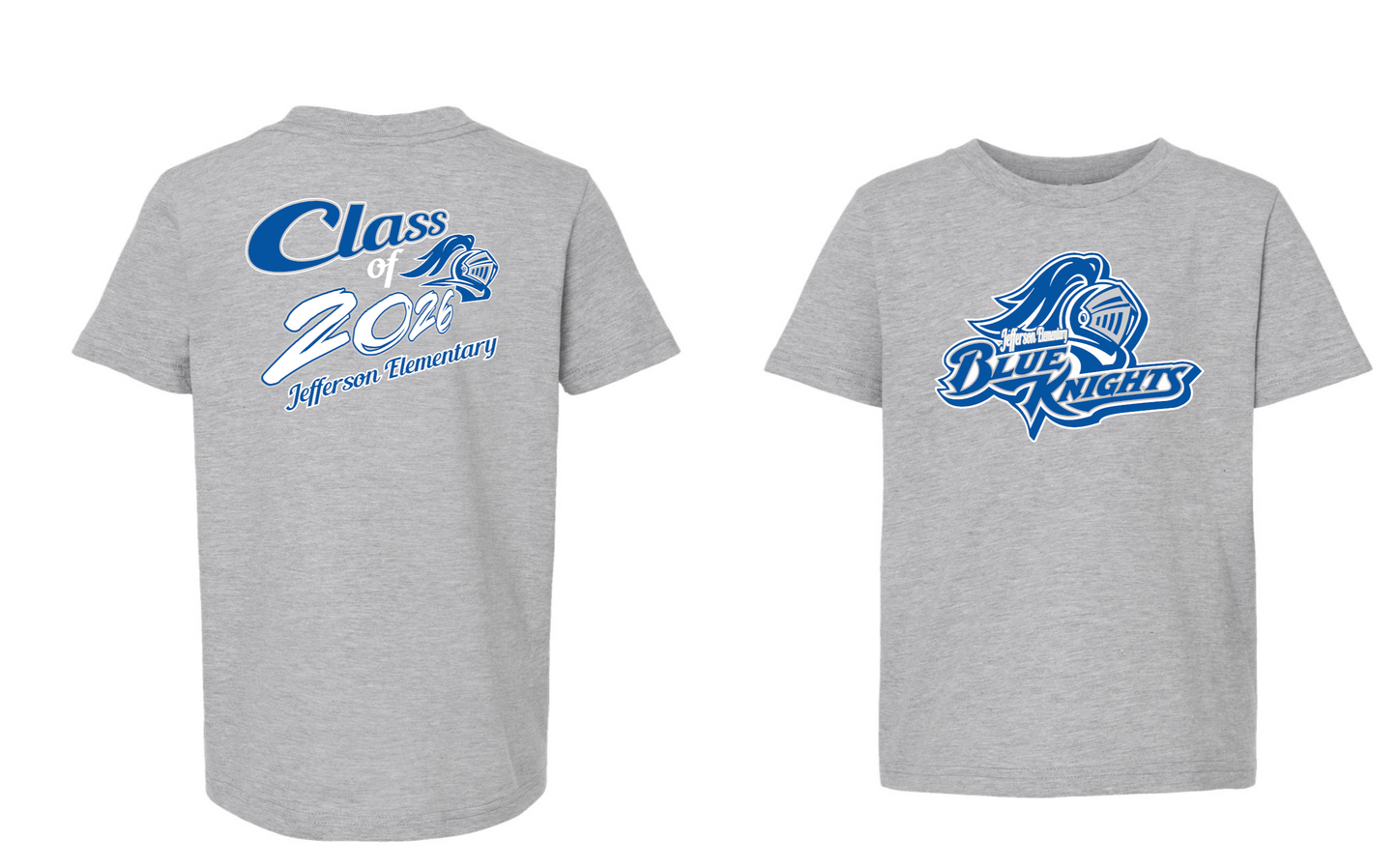 Jefferson Elementary Blue Knights Tee w/ Class of 2026 option YOUTH and ADULT