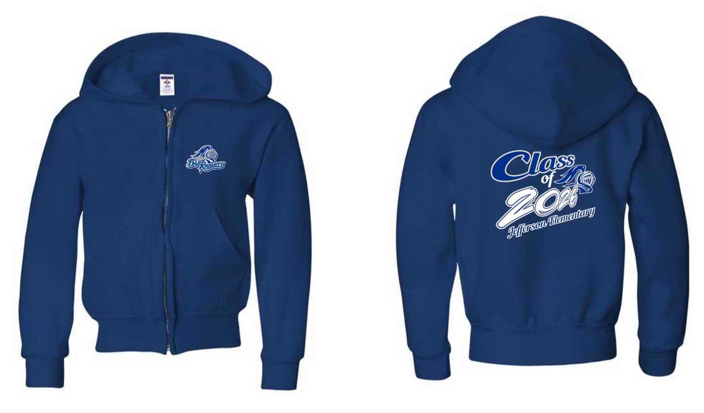 Jefferson Elementary Blue Knights JERZEES Youth NuBlend® Full-Zip Hooded Sweatshirt - 993BR (Copy)