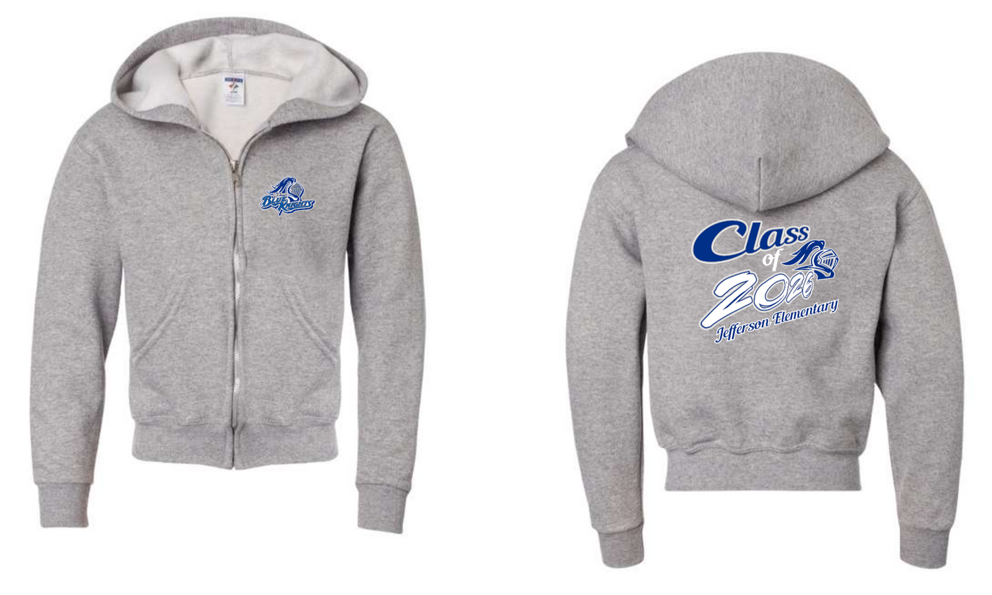 Jefferson Elementary Blue Knights JERZEES Youth NuBlend® Full-Zip Hooded Sweatshirt - 993BR (Copy)
