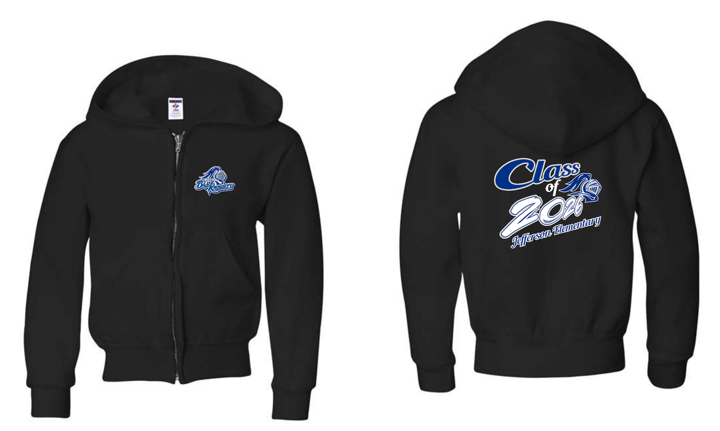 Jefferson Elementary Blue Knights JERZEES Youth NuBlend® Full-Zip Hooded Sweatshirt - 993BR (Copy)