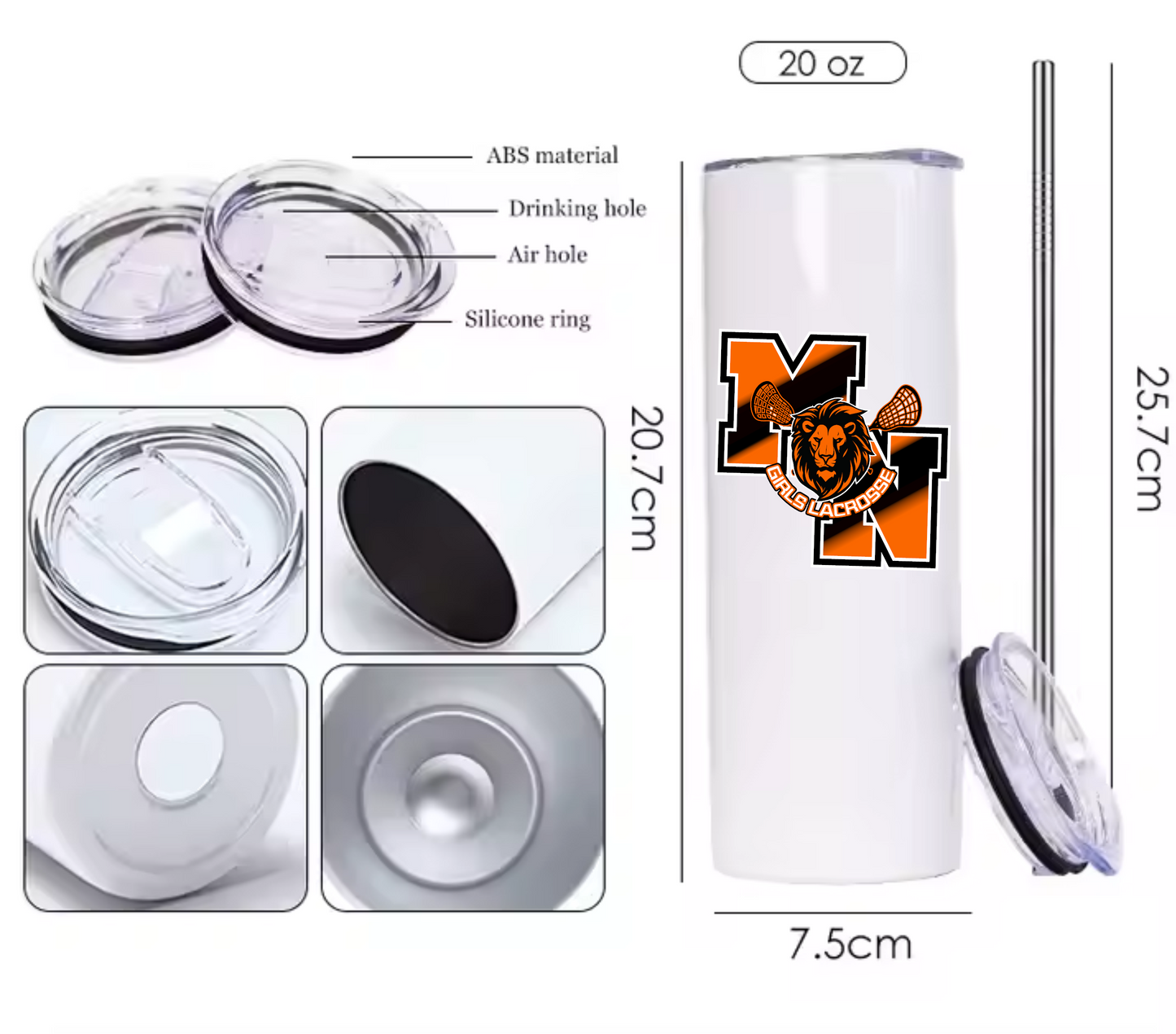 Middletown North Girls lacrosse 20oz or 12oz tumbler