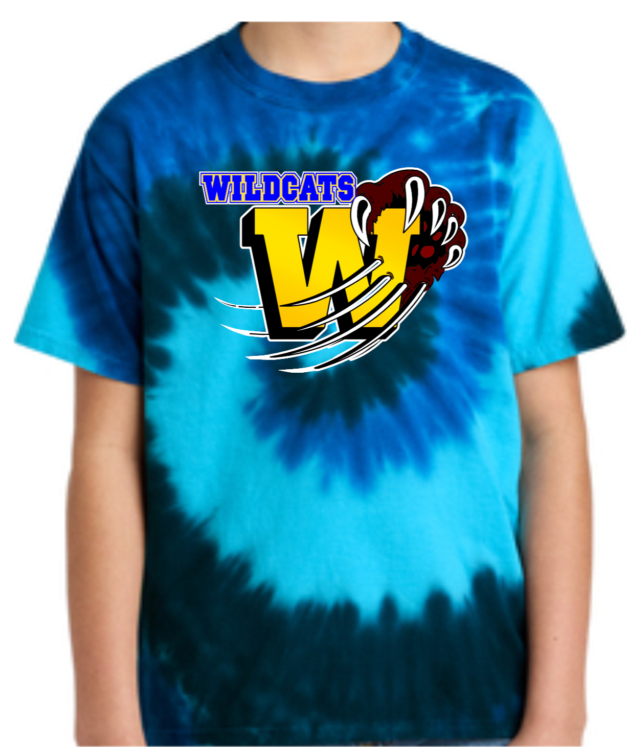 Washington Elementary School Spiral TIE DYE WILDCAT TEE Youth XS-XL Adult(Sm-4xL)