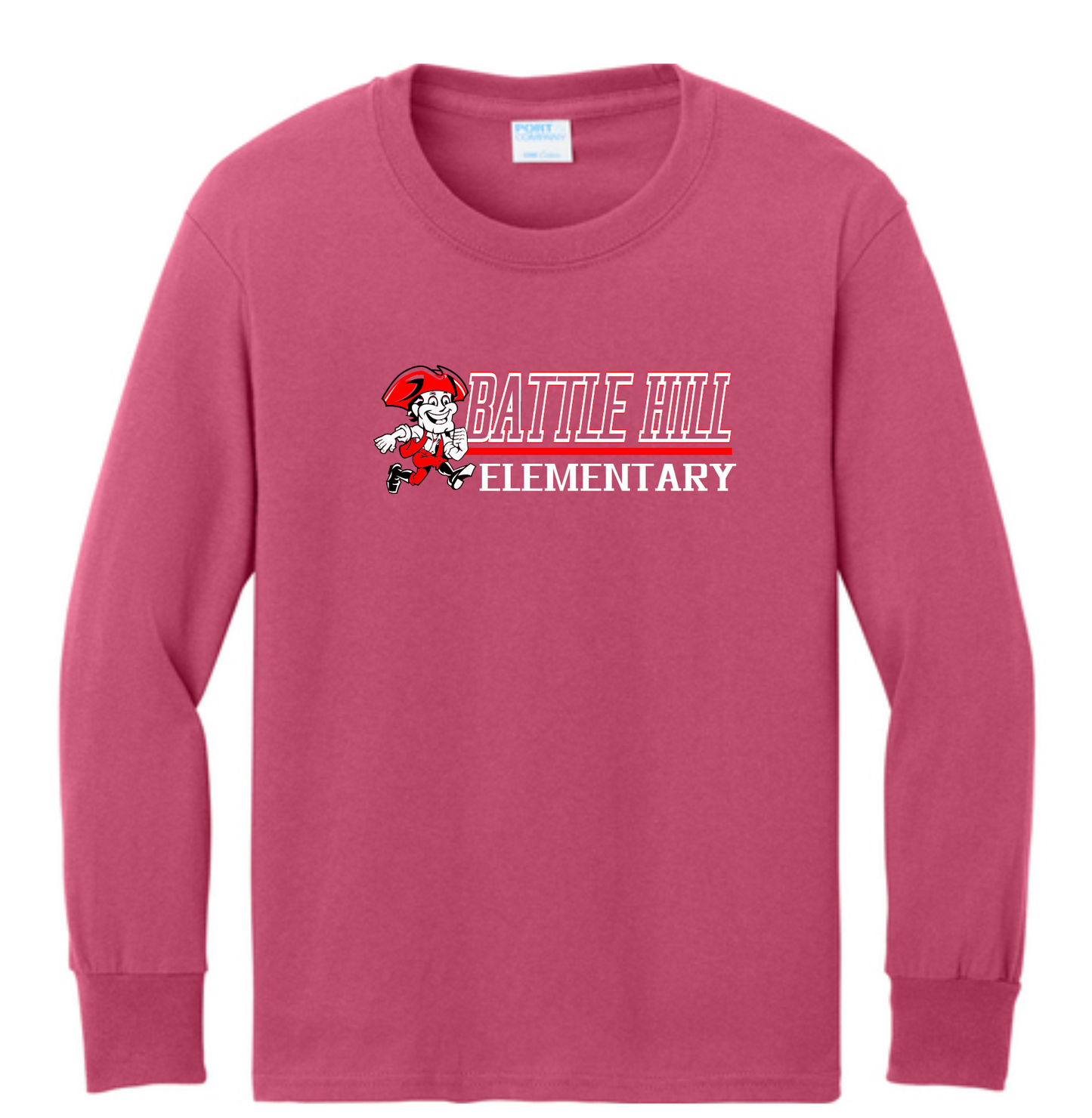 Battle Hill ELEMENTARY  Port & Co® Adult Long Sleeve Core Cotton Tee. PC54LS BATTLE HILL logo