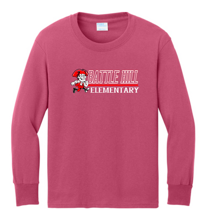 Battle Hill ELEMENTARY  Port & Co® Adult Long Sleeve Core Cotton Tee. PC54LS BATTLE HILL logo