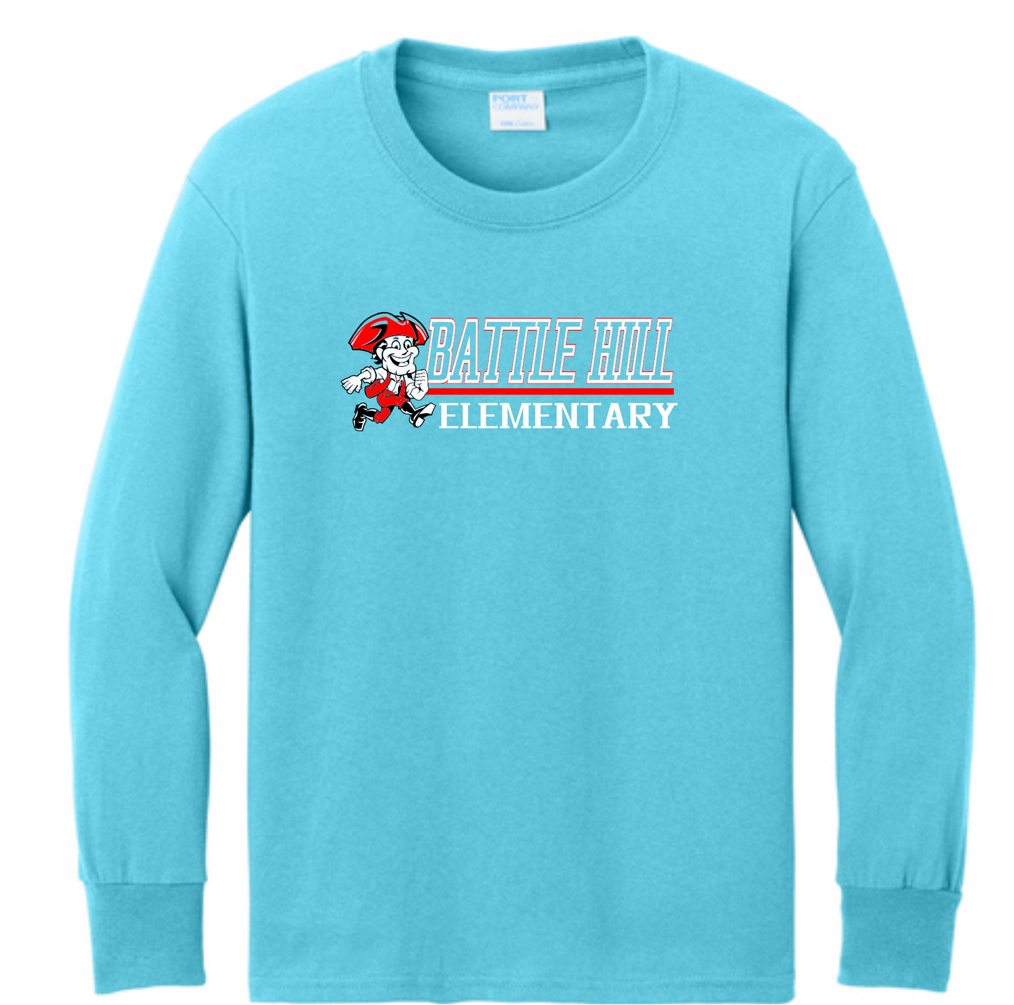 Battle Hill ELEMENTARY  Port & Co® Adult Long Sleeve Core Cotton Tee. PC54LS BATTLE HILL logo