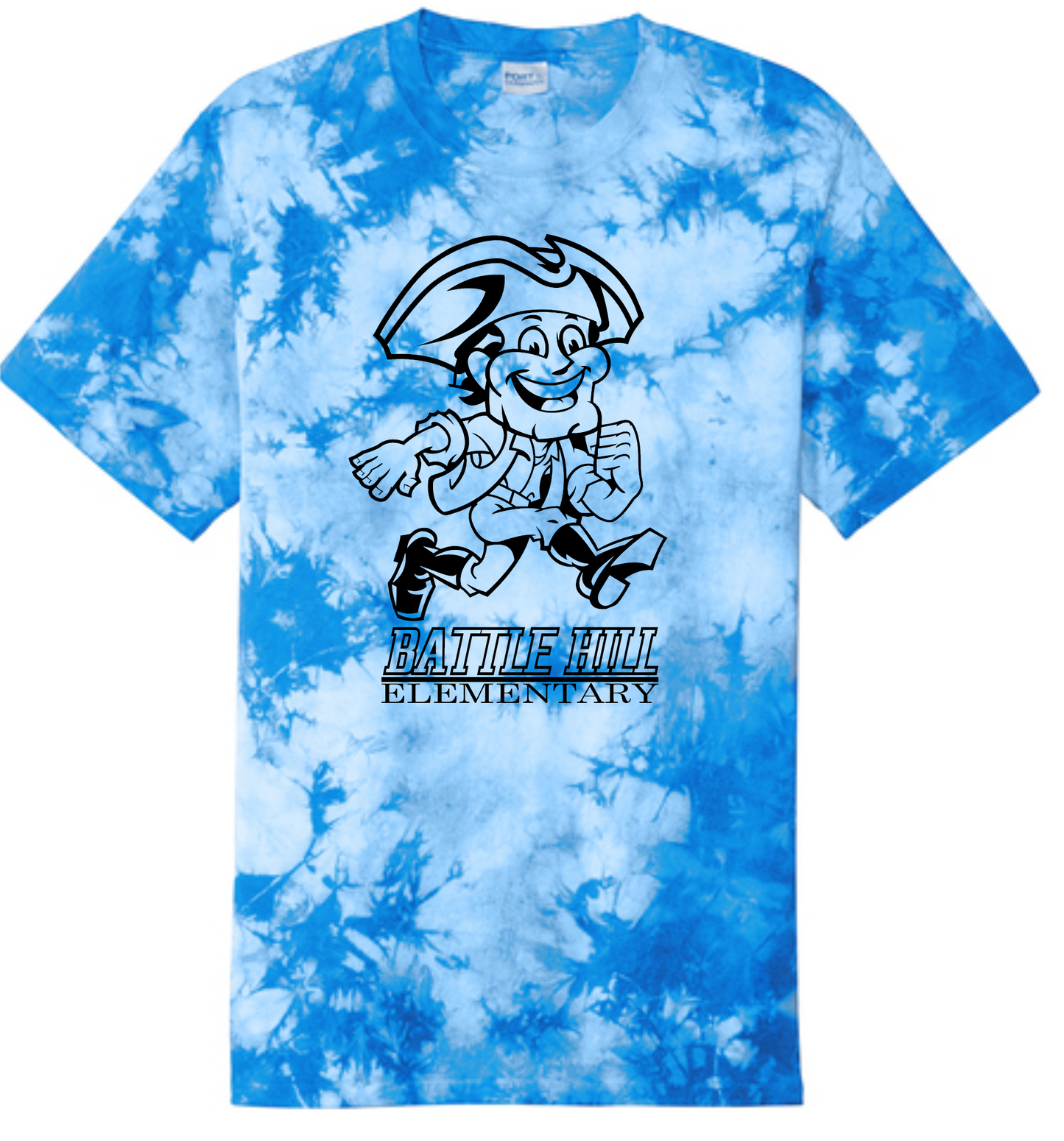 Battle Hill Elementary Crystal outlined mascot TIE DYE TEE (Adult and youth)