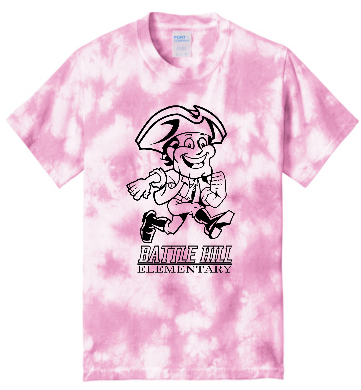Battle Hill Elementary Crystal outlined mascot TIE DYE TEE (Adult and youth)