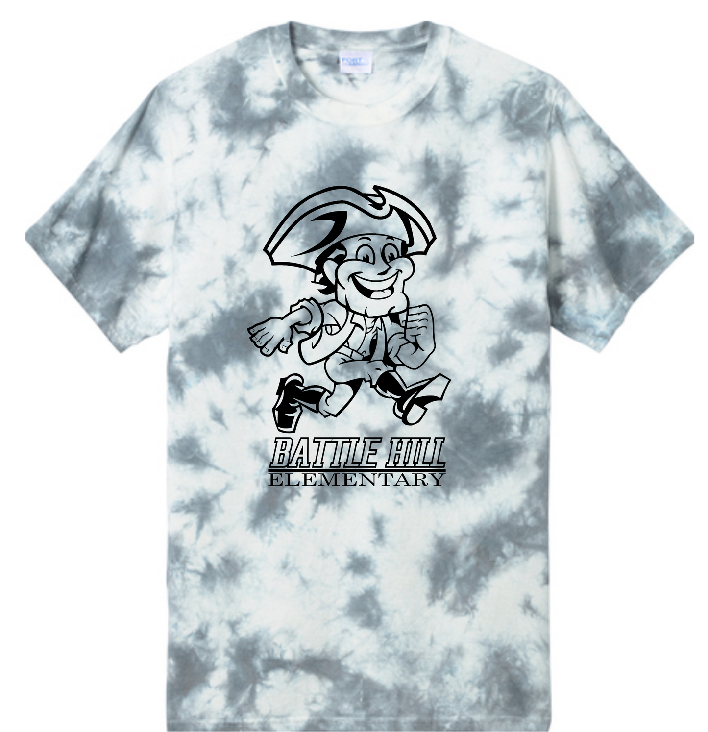 Battle Hill Elementary Crystal outlined mascot TIE DYE TEE (Adult and youth)
