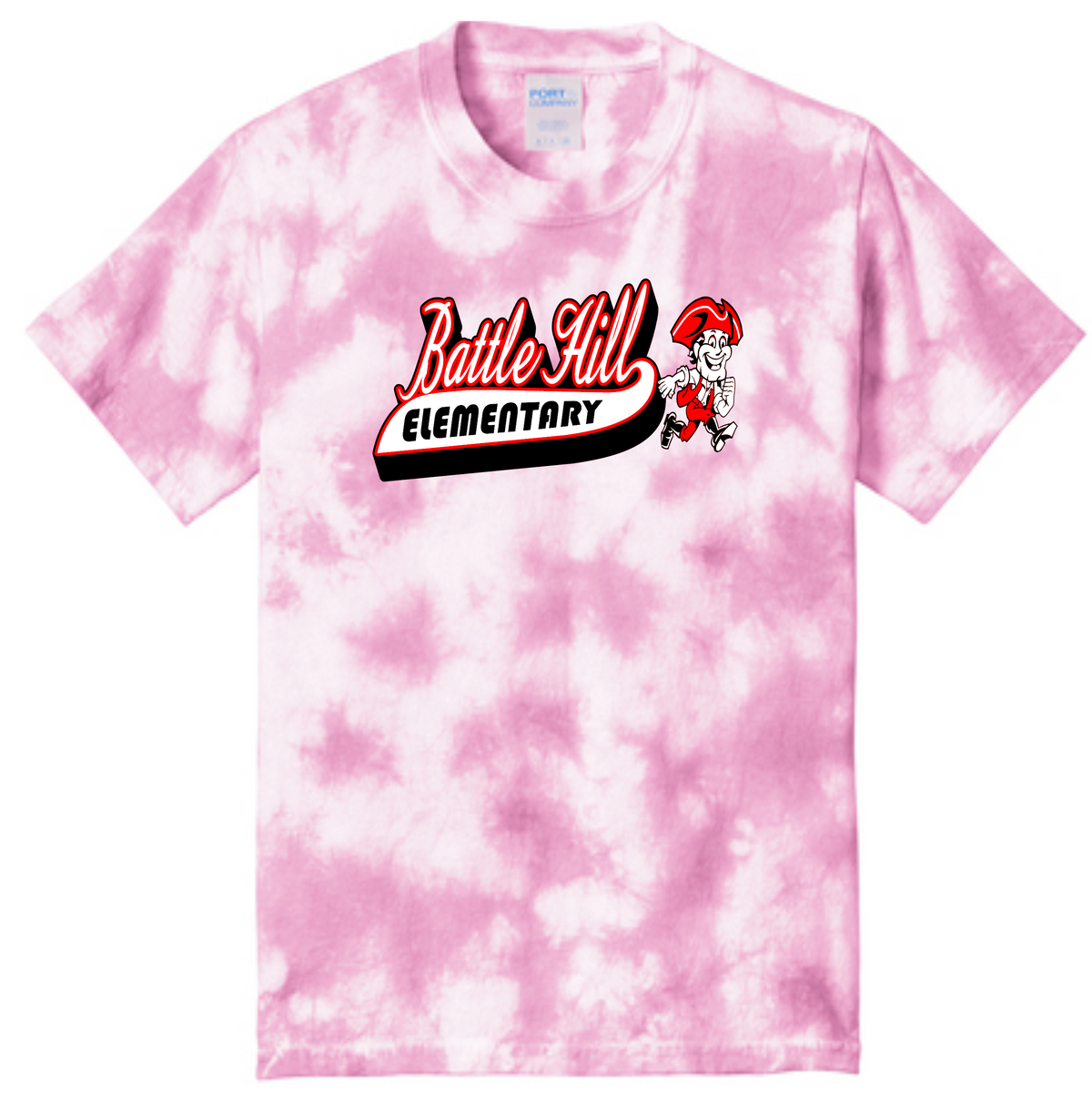 Battle Hill Elementary Crystal Script logo TIE DYE TEE (Adult and youth)