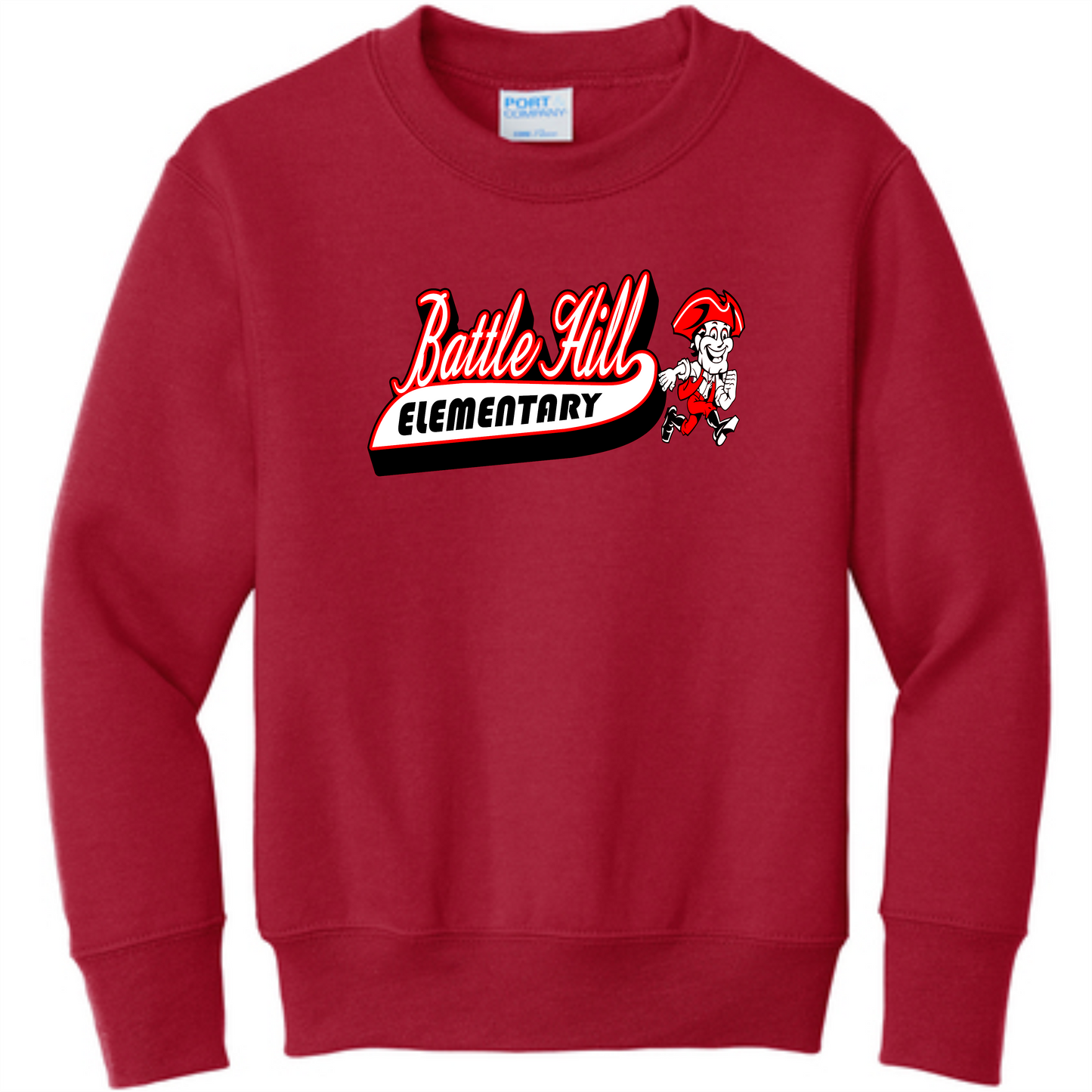 Battle Hill Elementary Youth Core Fleece Crewneck Sweatshirt. PC90Y