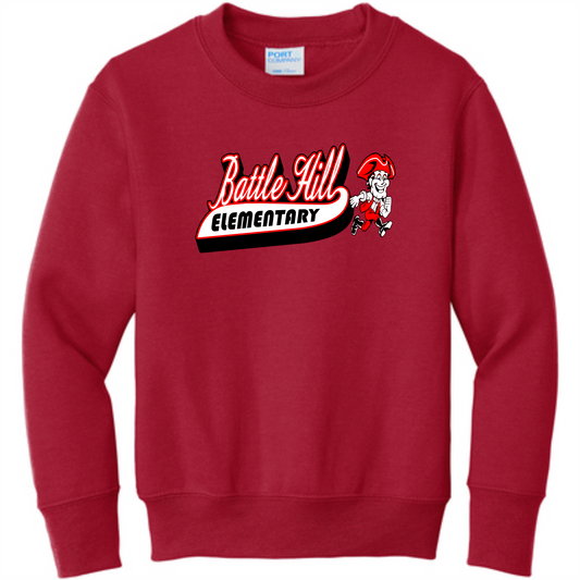 Battle Hill Elementary ADULT Core Fleece Crewneck Sweatshirt. PC90