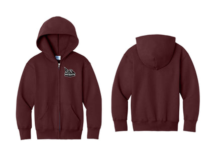 Connecticut Farms Port & Co® Youth Core Fleece Full-Zip Hooded Sweatshirt. PC78YZH