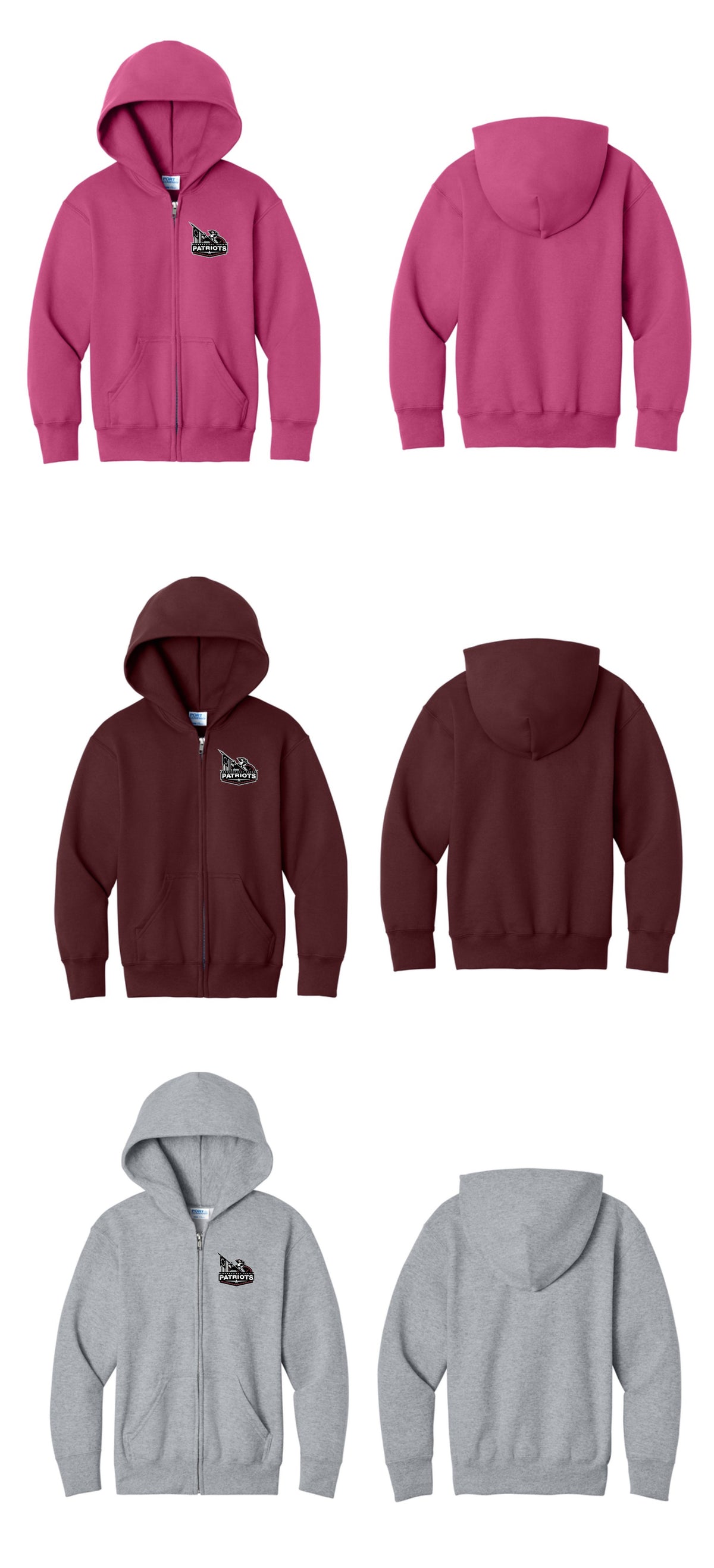Connecticut Farms Port & Co® Youth Core Fleece Full-Zip Hooded Sweatshirt. PC78YZH