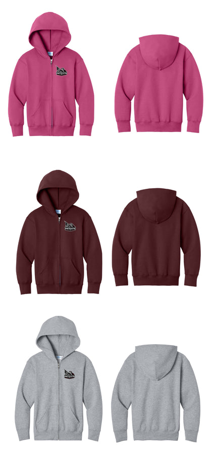 Connecticut Farms Port & Co® Youth Core Fleece Full-Zip Hooded Sweatshirt. PC78YZH