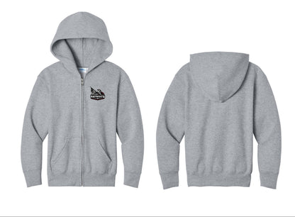 Connecticut Farms Port & Co® Youth Core Fleece Full-Zip Hooded Sweatshirt. PC78YZH