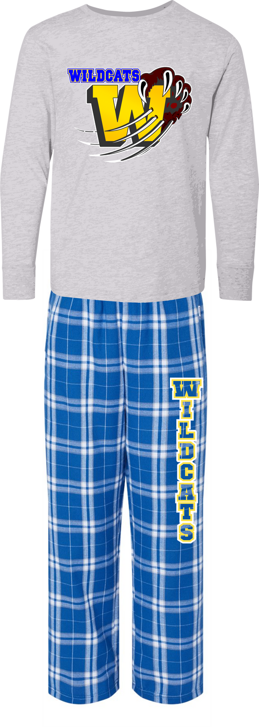 WASHINGTON ELEMENTARY YOUTH LOUNGE WEAR (PAJAMA BOTTOMS WITH LONG SLEEVE ALL PURPOSE T-SHIRT TOP)BY6624