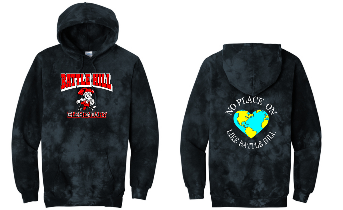 BATTLE HILL Elementary School ADULT Hooded TIE DYE SWEATSHIRTS (Pullover)
