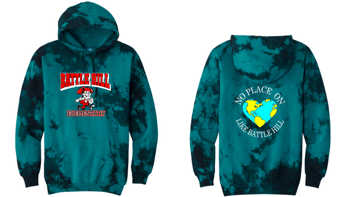 BATTLE HILL Elementary School ADULT Hooded TIE DYE SWEATSHIRTS (Pullover)