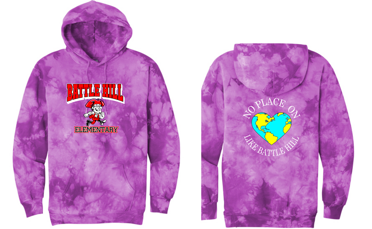 BATTLE HILL Elementary School ADULT Hooded TIE DYE SWEATSHIRTS (Pullover)