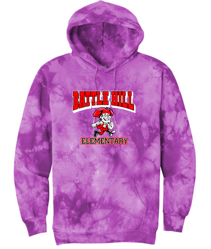 BATTLE HILL Elementary School YOUTH Hooded TIE DYE SWEATSHIRTS  PC144Y