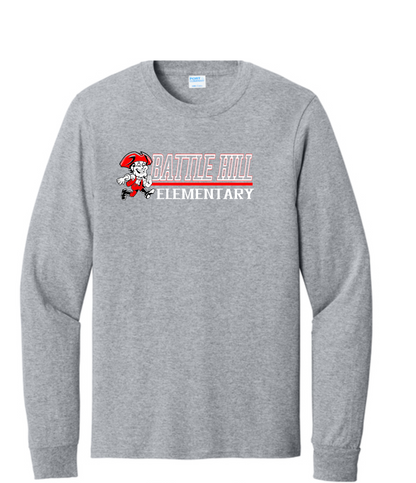 Battle Hill ELEMENTARY  PC54LS Port & Co™  Long Sleeve Core Cotton BATTLE HILL logo