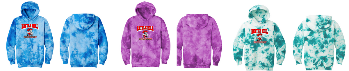BATTLE HILL Elementary School YOUTH Hooded TIE DYE SWEATSHIRTS  PC144Y