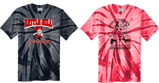 Battle Hill Elementary REd Swirl TIE DYE TEE (Adult and youth)