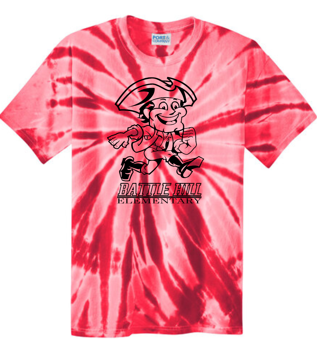 Battle Hill Elementary REd Swirl TIE DYE TEE (Adult and youth)