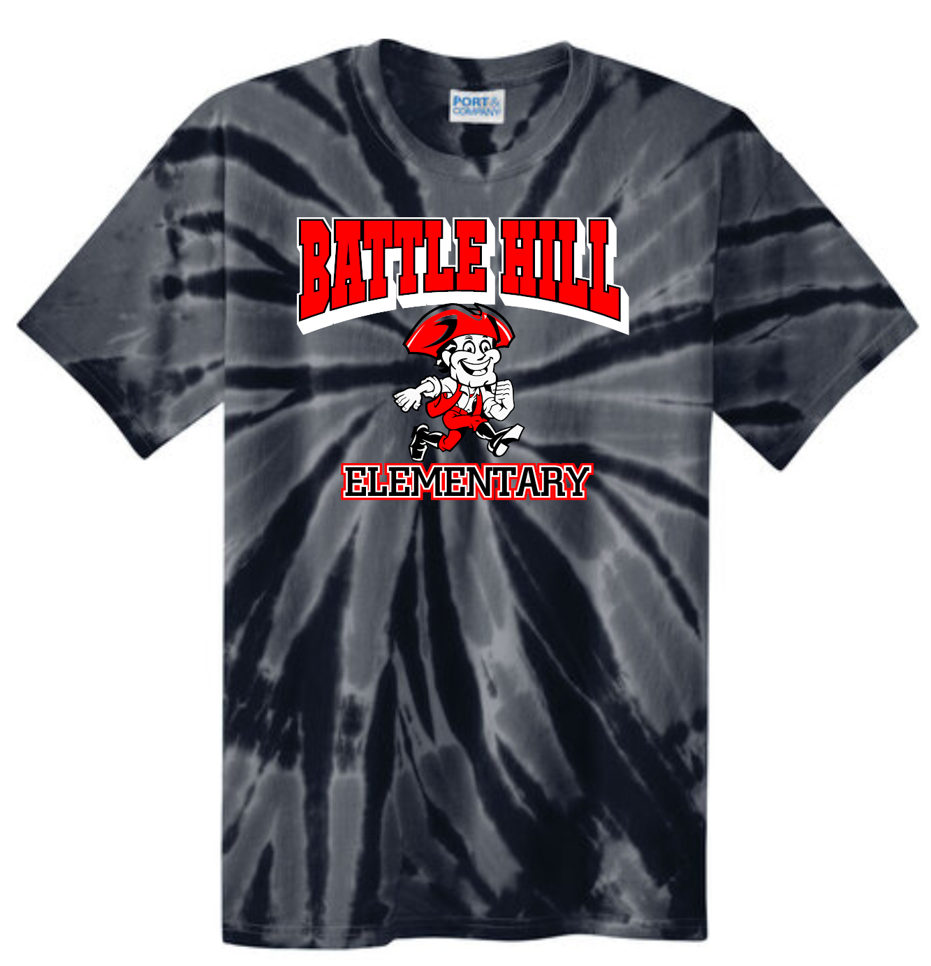 Battle Hill Elementary REd Swirl TIE DYE TEE (Adult and youth)