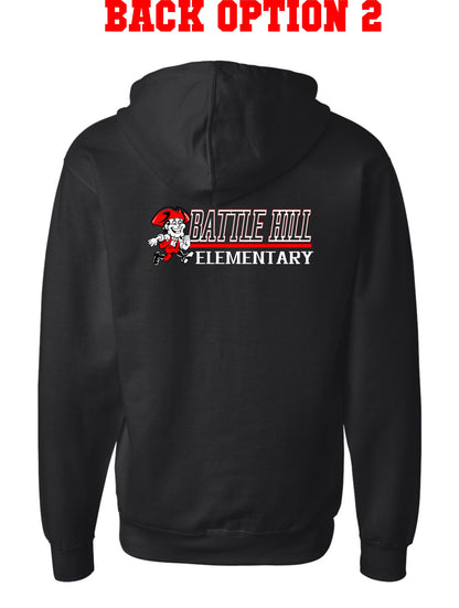 BATTLE HILL ELEMENTARY School ADULT HOODED zip-up sweatshirt MONOGRAM BH