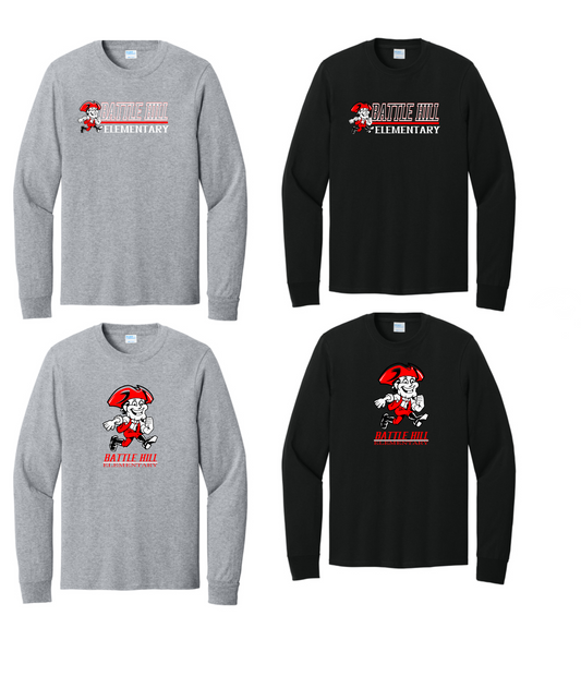 Battle Hill ELEMENTARY  PC54LS Port & Co™  Long Sleeve Core Cotton BATTLE HILL logo