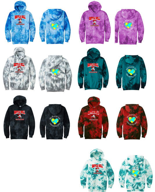BATTLE HILL Elementary School ADULT Hooded TIE DYE SWEATSHIRTS (Pullover)