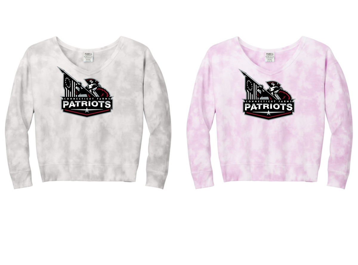 Connecticut Farms Elementary Women's Beach Wash® Cloud Tie-Dye V-Neck Sweatshirt. LPC140V