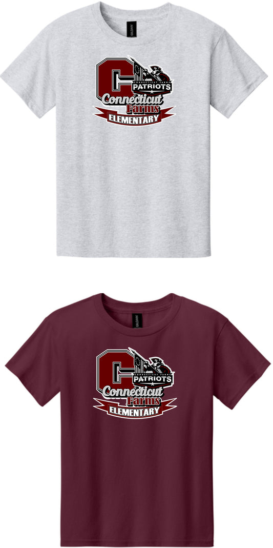Connecticut Farms Elementary School Mashup logo Legacy color t-shirt