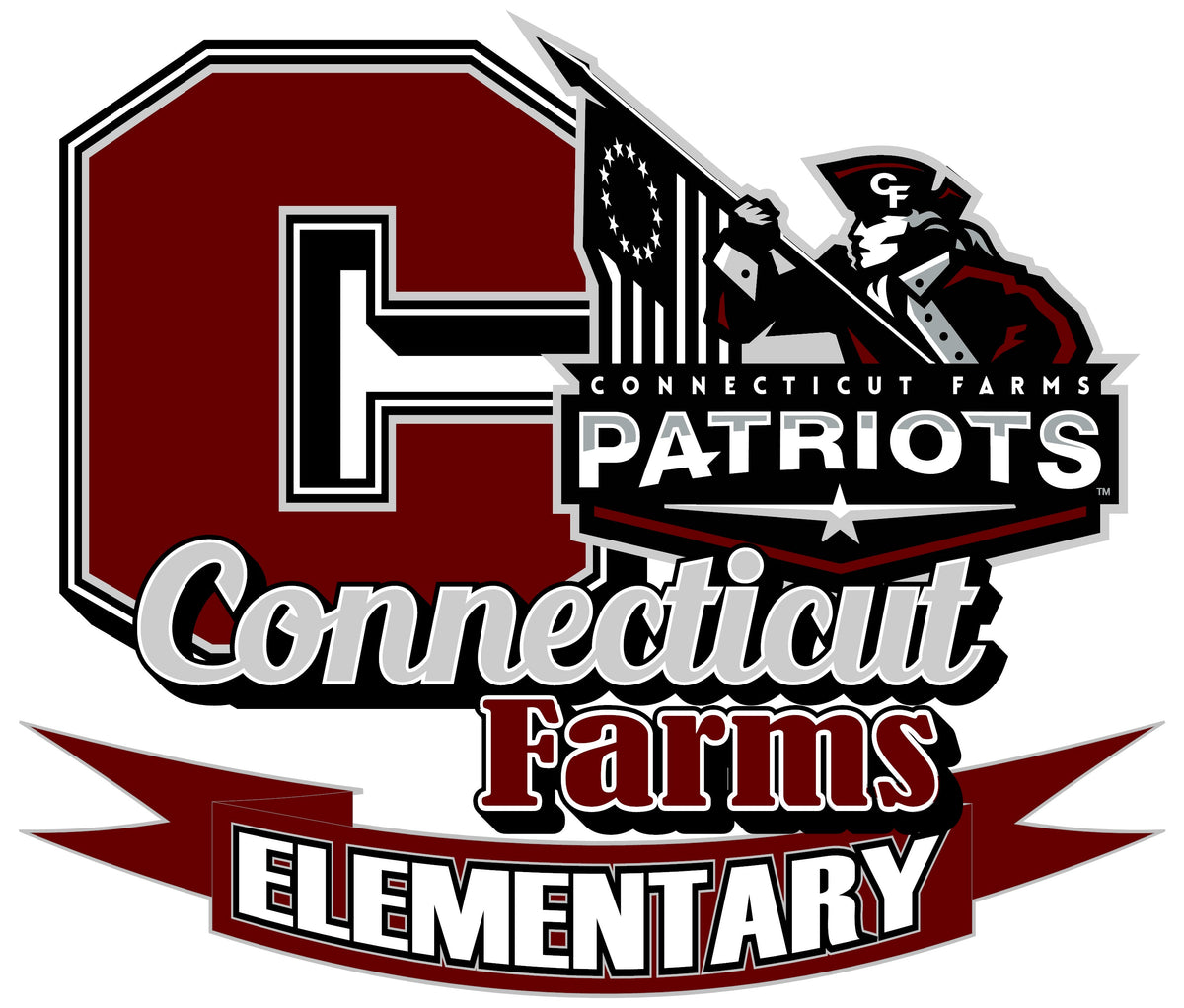 Connecticut Farms Elementary School Mashup logo Legacy color t-shirt