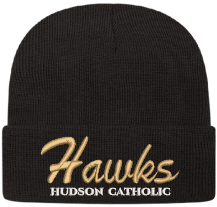 Hudson Catholic HAWKS script-USA-Made 12" Cuffed Beanie - TKN24