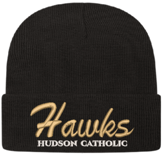 Hudson Catholic HAWKS script-USA-Made 12" Cuffed Beanie - TKN24
