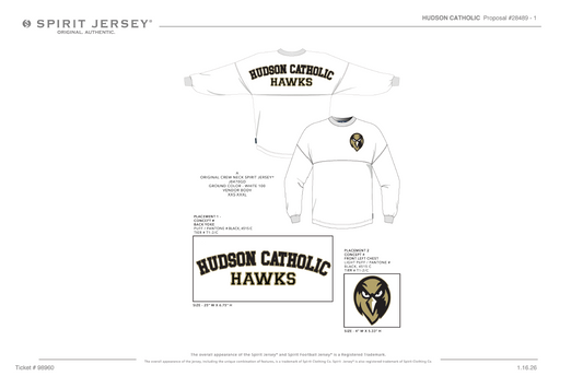 Hudson Catholic-PRE ORDER- Spirit Jersey long sleeve by Spirit-Jersey-unisex