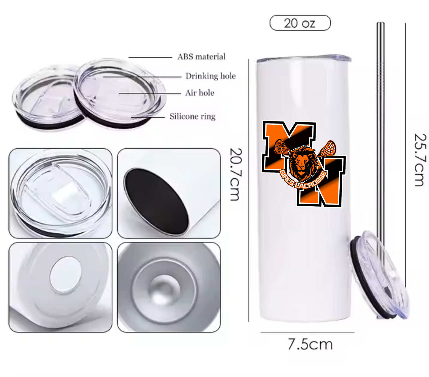 Middletown North Girls lacrosse 20oz or 15oz tumbler