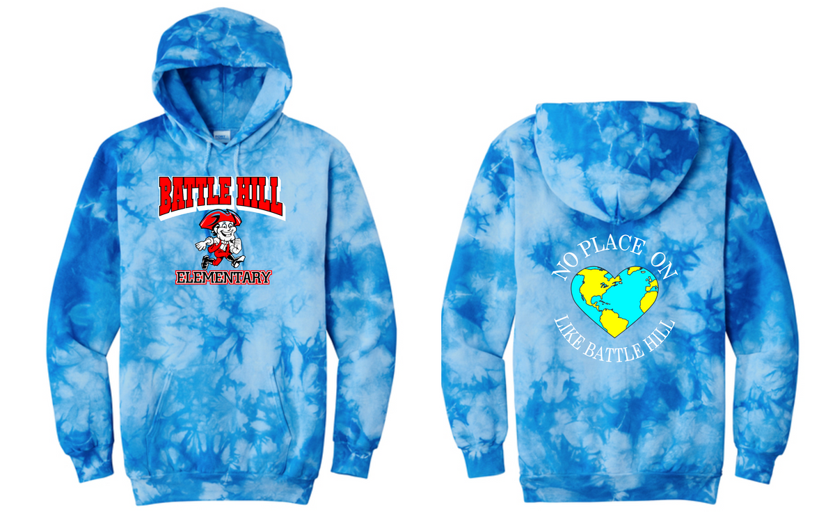 BATTLE HILL Elementary School ADULT Hooded TIE DYE SWEATSHIRTS (Pullover)