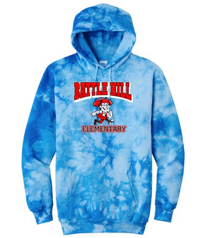 BATTLE HILL Elementary School YOUTH Hooded TIE DYE SWEATSHIRTS  PC144Y