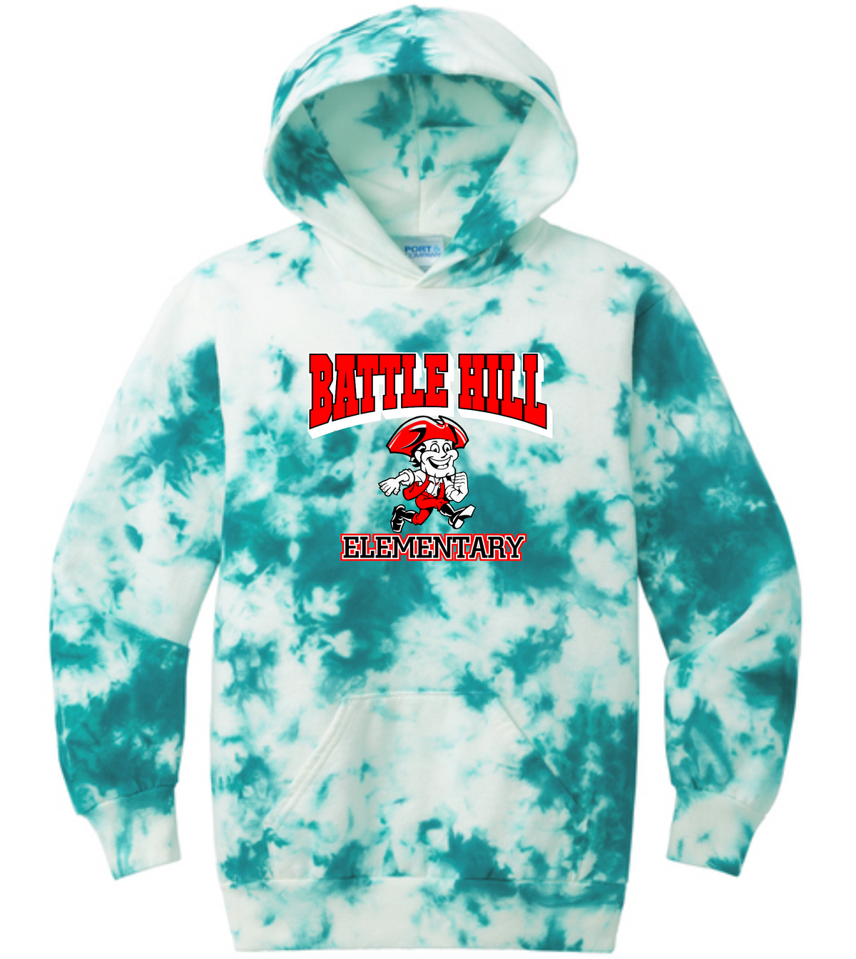 BATTLE HILL Elementary School YOUTH Hooded TIE DYE SWEATSHIRTS  PC144Y