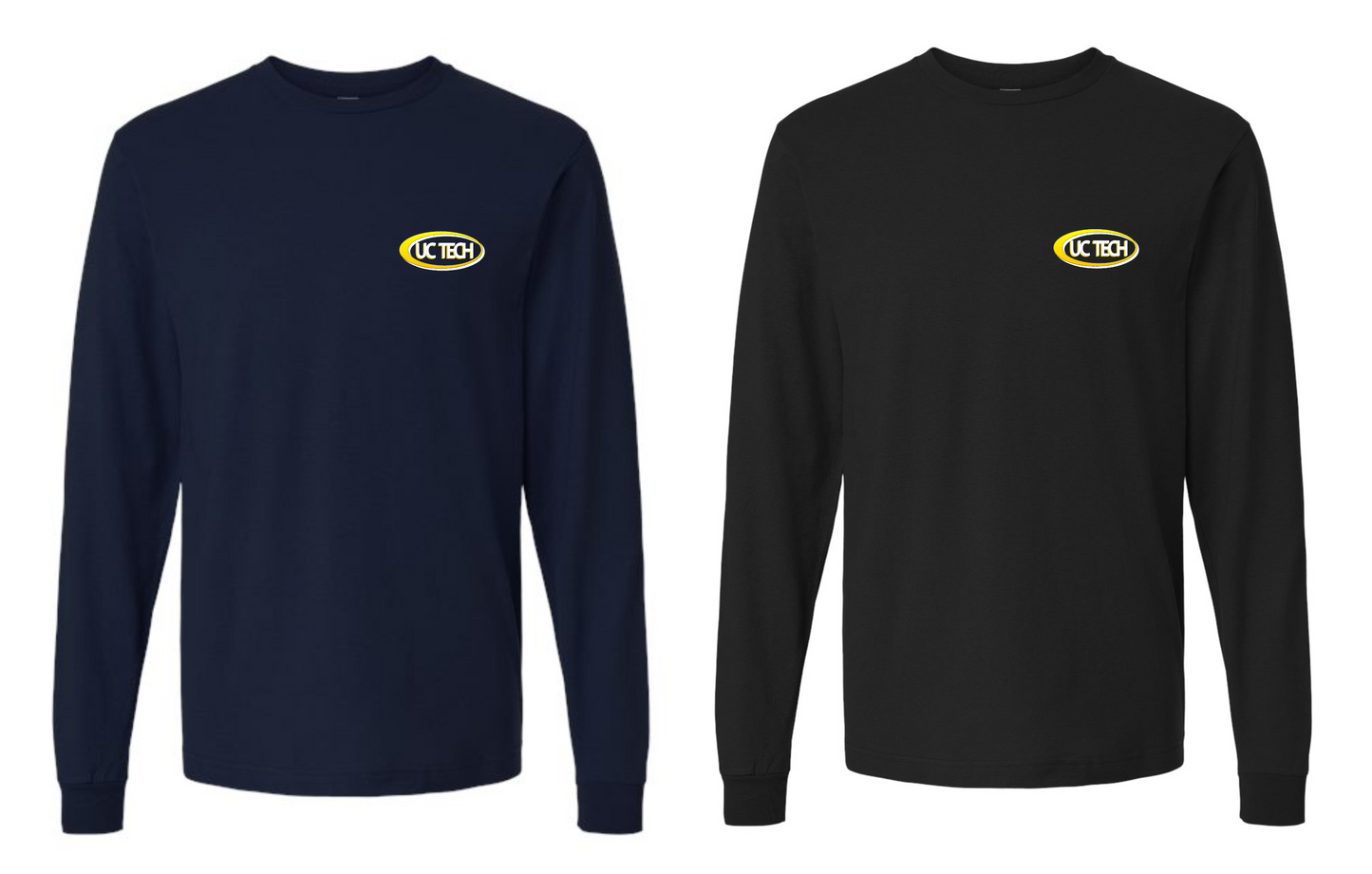UC TECH Fine Jersey Long Sleeve T-Shirt - 202LS white & yellow logo (left chest)